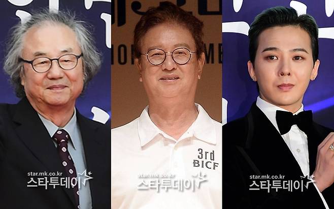 배우 정동환, 개그맨 고 전유성, 가수 지드래곤. 사진| 스타투데이 DB