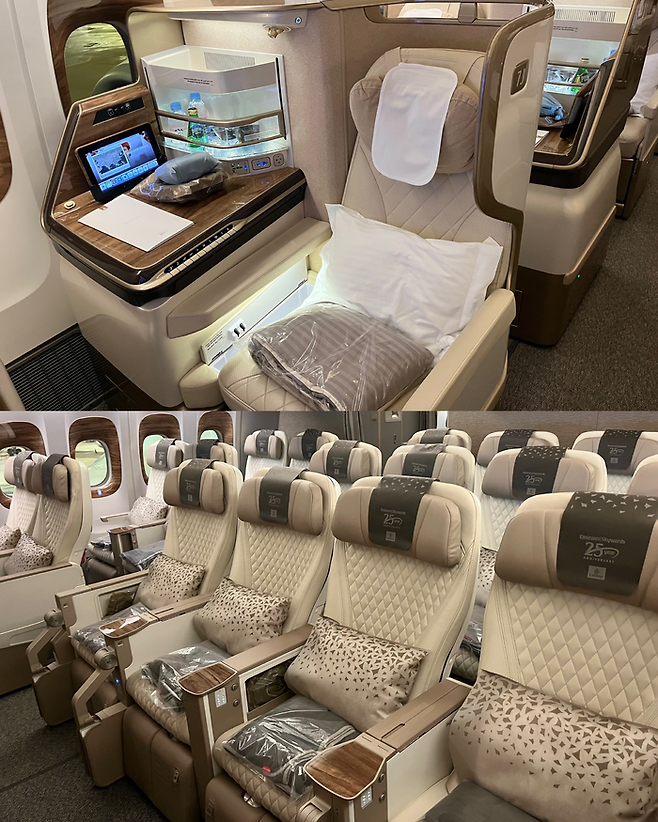 (상)비즈니스석 (하)프리미엄 이코노미석 / 사진= 문서연 여행+ 기자