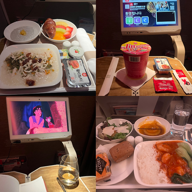 인천~두바이행 항공에선 두번의 기내식과 컵라면, 와인을 포함한다 / 사진= 문서연 여행+ 기자