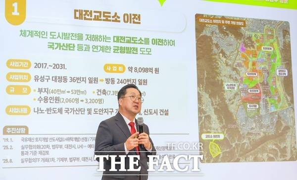 이장우 대전시장이 27일 자치구 방문 세번째 일정으로 유성구를 방문해 주민들과 대화를 나누고 있다. /대전시