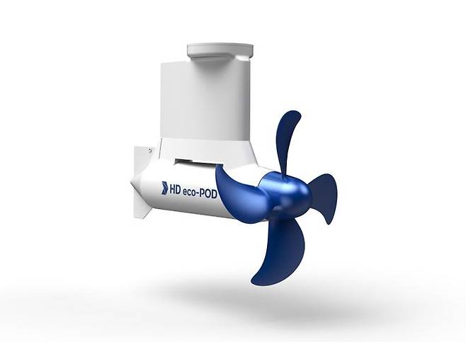 3MW급 프로펠러-모터 직결형 선회식 전기추진기(POD, Podded Propulsor) 조감도ⓒHD현대중공업
