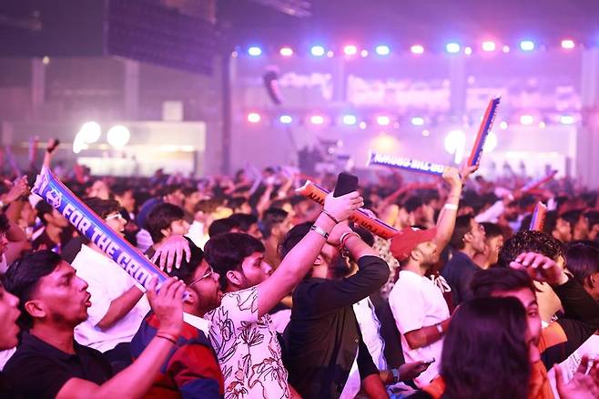 지난 2일 인도 뉴델리 야쇼부미 컨벤션 센터에서 열린 배틀그라운드 모바일 인도(BGMI) e스포츠 대회 ‘BMIC 2025’ 현장. 크래프톤 제공