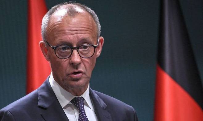 프리드리히 메르츠 독일 총리. 사진은 지난 10월30일 튀르키예 앙카라를 방문해 레제프 타이이프 에르도안 튀르키예 대통령과 공동 기자회견을 할 때의 모습. AFP연합뉴스