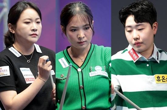 직전 6차전 우승자인 김민아와 올시즌 3승에 도전하던 스롱피아비, 김세연이 4일 하이원배LPBA 64강전에서 나란히 패해 탈락했다. (왼쪽부터) 김민아 스롱피아비 김세연. (사진=PBA)