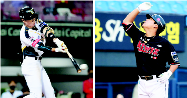 올 시즌 자유계약선수(FA) 시장에서 최대어로 손꼽히는 KIA 타이거즈의 박찬호(왼쪽)와 kt 위즈의 강백호. 두 선수 모두 총액 기준 100억 원 이상에 계약할 것이란 예상이 나온다. 부산일보DB