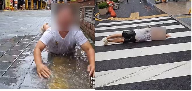 경기 부천시 부천역 일대에서 한 유튜버가 기행을 벌이고 있다. /유튜브 캡처