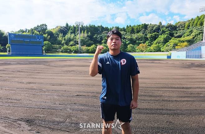 일본 미야자키 캠프에서 만난 두산 베어스 내야수 박성재. /사진=김우종 기자