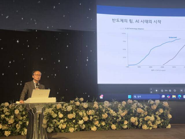 김용석 교수가 6일 열린 'AIoT 핵심 시스템반도체 기술 워크숍'에서 기조 연설을 진행하고 있다.(사진=전화평 기자)