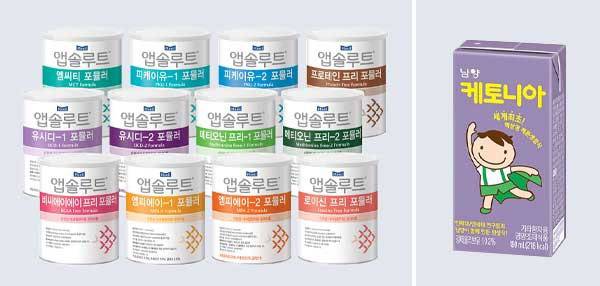 왼쪽부터 매일유업 '앱솔루트' 시리즈, 남양유업 '케토니아'/사진=각사 제공