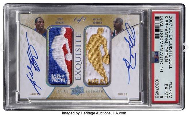 1293만 2000달러에 낙찰된 마이클 조던과 코비 브라이언트가 사인한 농구 카드. /사진=헤리티지 옥션 홈페이지