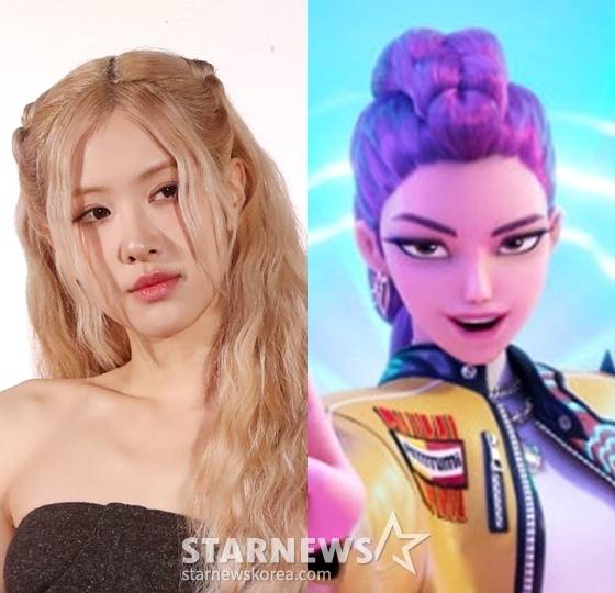 왼쪽부터 블랙핑크 로제, 넷플릭스 영화 '케이팝 데몬 헌터스' 주인공 캐릭터 루미 /사진=스타뉴스, 넷플릭스