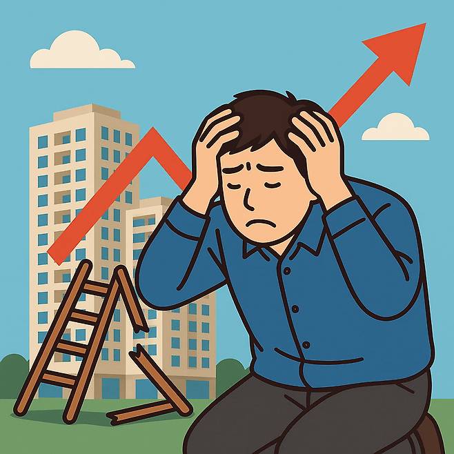 급등한 아파트 가격에 좌절하는 남성의 모습 /사진=챗GTP