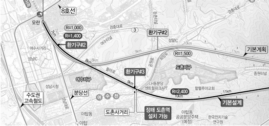 ‘여수동 산들마을 수광선 비상대책위원회’에서 확보한 변경(검은색 부분) 노선도. /비대위 제공