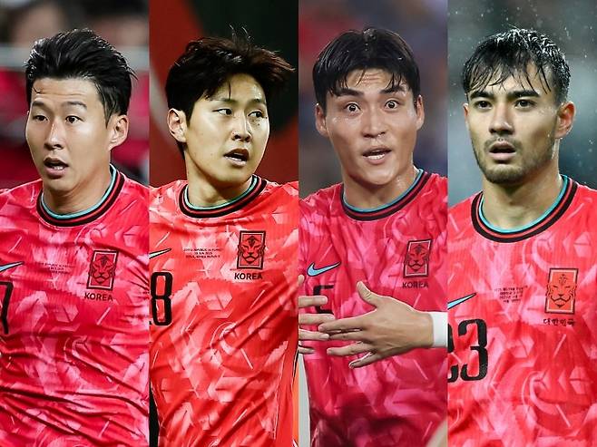 11월 A매치를 앞둔 축구국가대표팀은 선수들의 멀티 포지셔닝 능력을 극대화해야 한다. 공격에선 손흥민과 이강인, 중원에선 박진섭과 옌스 카스트로프(왼쪽부터) 등 여러 역할을 수행할 수 있는 선수들은 대표팀에 찾아올 변수에 대처하는 데 큰 도움이 된다. 사진제공|대한축구협회