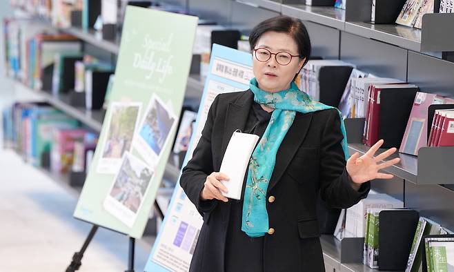 이순희 강북구청장이 6일 재간정에서 ‘강북형 웰니스 관광 활성화 계획’을 설명하고 있다. 강북구 제공