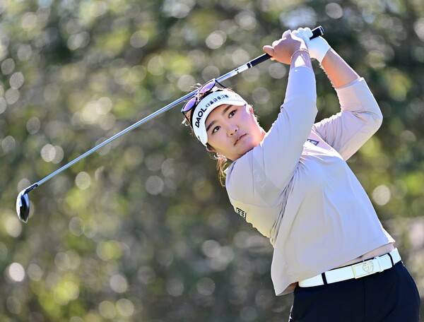 유해란, 이소미, 최혜진, 전인지, 박성현, 윤이나, 이미향, 김아림, 넬리 코다, 카이 트럼프(도널드 트럼프 미국 대통령의 손녀), 양희영 프로 등이 출전한 2025년 미국여자프로골프(LPGA) 투어 디 안니카 드리븐 바이 게인브리지 앳 펠리컨 대회. 사진은 유해란 프로가 1라운드에서 경기하는 모습이다. 사진제공=LPGA_Getty (사진을 무단으로 사용하지 마십시오.)