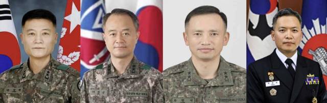 ▲국방부가 13일 중장 진급 및 보직 인사를 발표했다. 사진은 이번 인사 때 새로 보직된 진급자들. 왼쪽부터 박성제 특수전사령관, 어창준 수도방위사령관, 최장식 육군참모차장, 곽광섭 해군참모차장. ⓒ연합뉴스