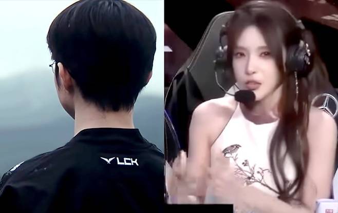 T1 티저 영상 속 페이커(왼쪽)과 페이커 우승 후 경외심을 표하는 중국 해설진 모습. /출처=유튜브