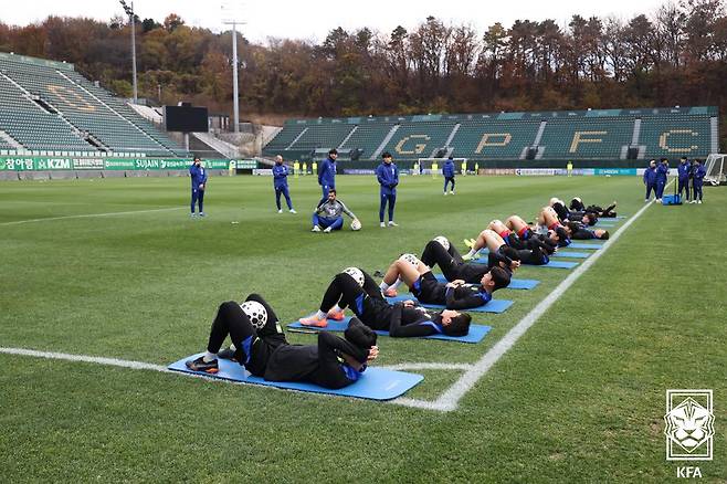 16일 오후 김포솔터경기장에서 진행된 대한민국 국가대표팀의 비공개 훈련. /사진=대한축구협회(KFA) 제공