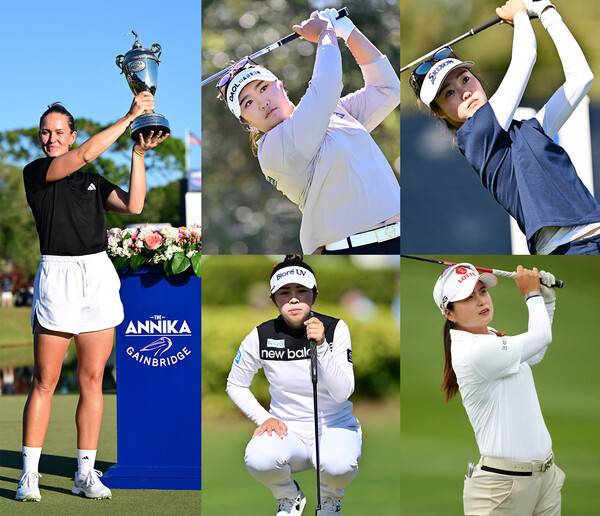 유해란, 최혜진, 전인지, 박성현, 윤이나, 김아림, 넬리 코다, 그레이스 김, 카이 트럼프(도널드 트럼프 미국 대통령의 손녀), 양희영 프로 등이 출전하고 '골프여제' 안니카 소렌스탐이 호스트로 나선 2025년 미국여자프로골프(LPGA) 투어 더 안니카 드리븐 바이 게인브리지 앳 펠리컨 대회에서 우승을 차지한 린 그랜트(스웨덴). 루키 야마시타 미유(일본)는 신인상을 확정했다. 사진제공=Getty Images & LPGA (사진을 무단으로 사용하지 마십시오.)