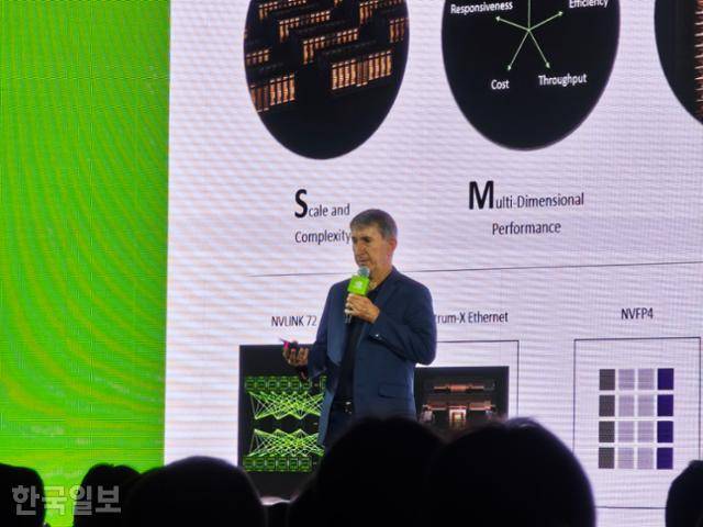 마크 해밀턴 엔비디아 부사장이 18일 서울 강남구 코엑스에서 열린 '엔비디아 AI 데이 서울'에서 발표하고 있다. 김진욱 기자