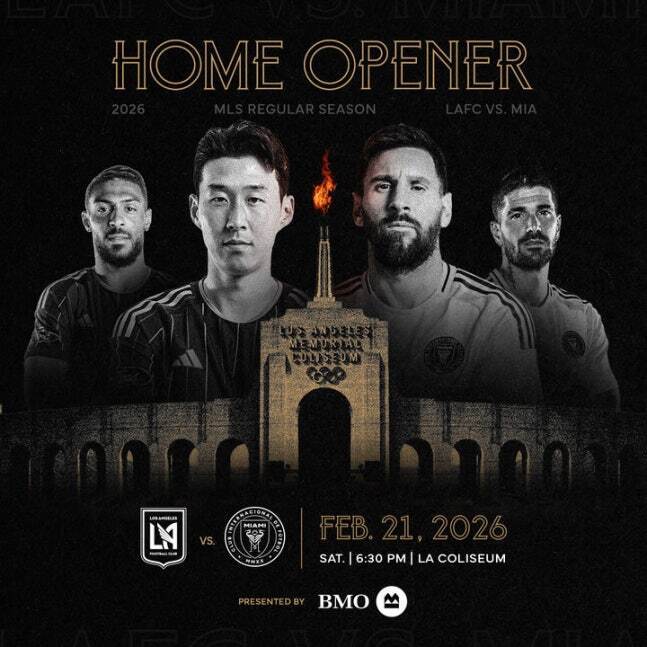2026 MLS 정규리그 개막전에서 맞붙게 된 손흥민(LAFC)과 리오넬 메시(인터 마이애미). LAFC SNS 캡처