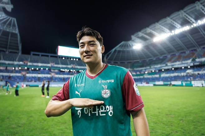 울산 이동경, 전북 박진섭, 대전하나 주민규(사진)는 ‘2025 동아스포츠대상’의 유력한 수상 후보다. 수상자는 12월 2일 오후 3시 서울 성북구 고려대 백주년기념삼성관에서 열릴 시상식에서 발표된다. 사진제공|한국프로축구연맹