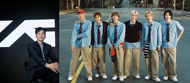 YG 양현석 총괄 프로듀서와 라이즈. 사진ㅣYG, SM엔터테인먼트