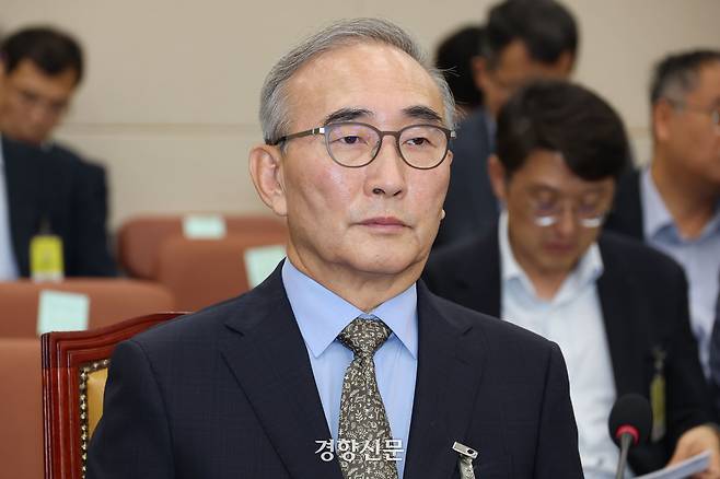 김영섭 KT 대표이사가 지난 9월 24일 국회 과학기술정보방송통신위원회에서 열린 통신·금융 대규모 해킹사고에 대한 청문회에 참석했다. 한수빈 기자