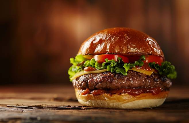 A gilled burger with fresh toppings (123rf)