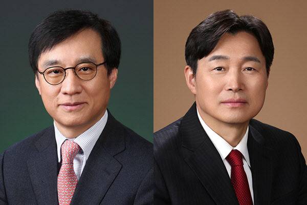 김철주 생명보험협회장(왼쪽)과 이병래 손해보험협회장이 ‘보험업권 생산적 금융 활성화 세미나’를 개최했다.(사진=각 협회)