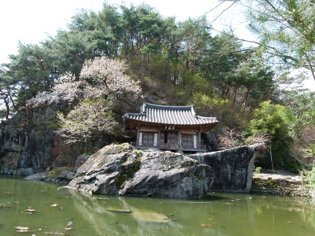 문경 주암정은 조선시대 유학자였던 인천채씨 채익하(蔡益夏)를 기리기 위해 1944년 후손들에 의해 지어진 정자다. 석문구곡 중 제2곡인 주암정은 배 모양의 바위에 선실처럼 지어졌다.