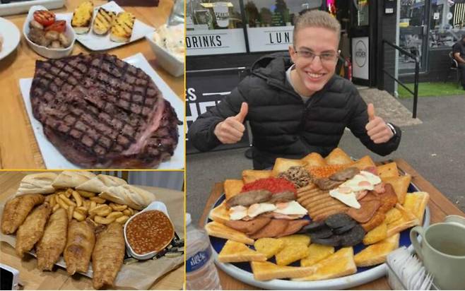 엄청난 양의 음식을 먹는 대식 챌린지로 유명한 한 유튜버가 2kg 스테이크와 2.5kg 피시앤칩스를 연달아 먹은 뒤 위장 기능이 정지된 상태로 병원에 실려가는 일이 발생했다. 사진=리스 채드필드 유튜브