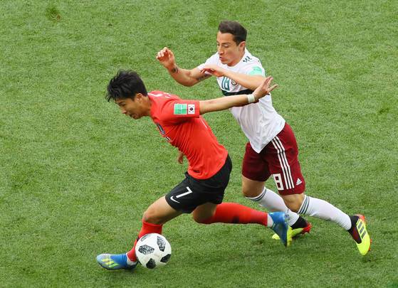 2018 러시아 월드컵 조별리그 3차전에서 독일을 상대로 경기하는 손흥민. 사진=연합뉴스
