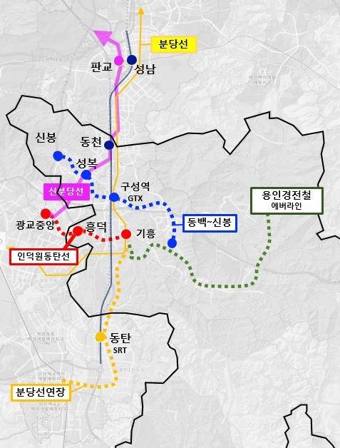 용인시 철도계획 총괄도. 사진=손명수 국회의원실