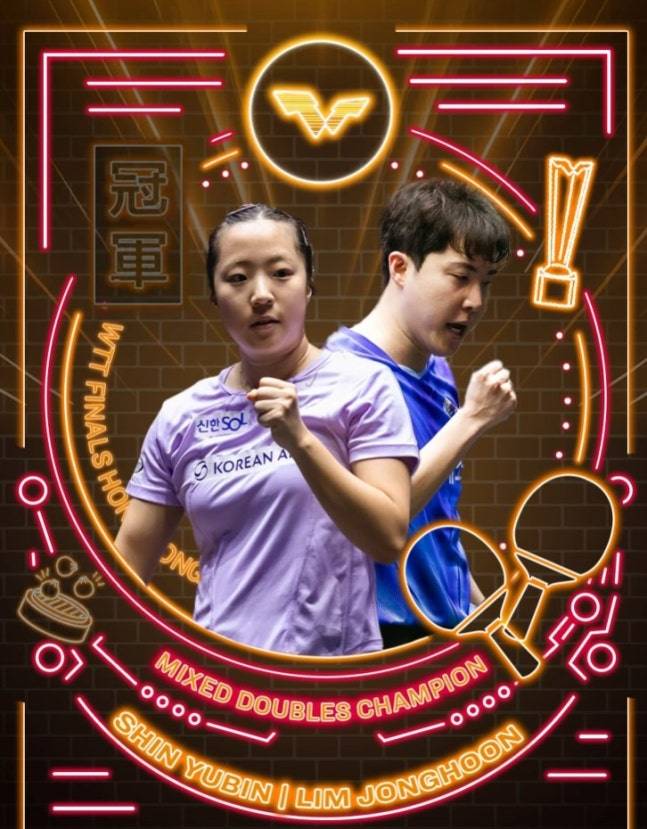 ▲ 중국 조는 쑨잉사의 움직임을 최소화하는 운영을 선택했다. 왕추친이 넓은 범위를 커버하는 형태로 경기를 풀어갔는데 임종훈-신유빈 조는 장점인 서브와 백핸드 리시브로 점수를 쌓아나가며 주도권을 쥐었고 3-0 완승을 거뒀다. ⓒ 월드테이블테니스(WTT)