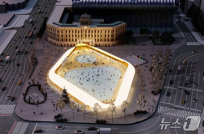 서울광장 스케이트장 야간 조감도