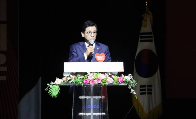 ▲이상휘 의원이 20일 당원들에게 인사말을 하고 있다.ⓒ국민의힘 포항남·울릉군 당원협의회 제공