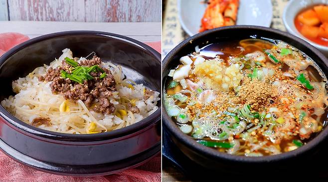 콩나물밥(왼쪽)과 콩나물국. 클립아트코리아 제공