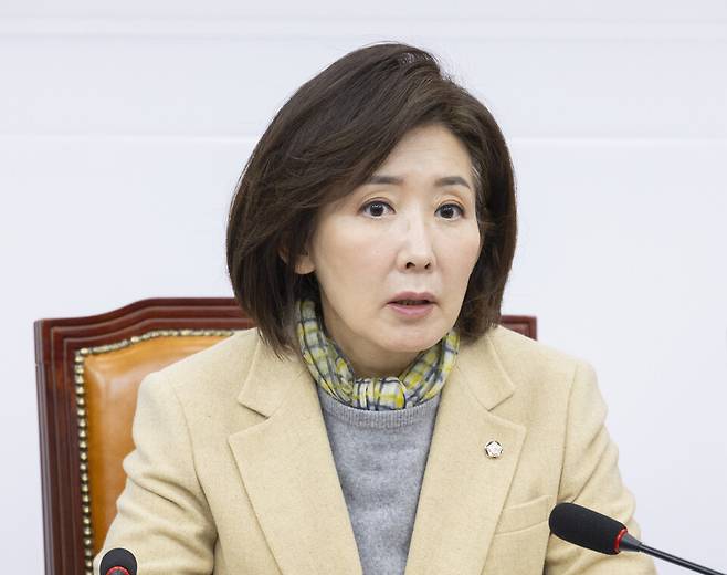 나경원 국민의힘 지방선거 총괄기획단 위원장이 23일 국회에서 지선 총괄기획단 전체 회의에서 발언하고 있다. ⓒ연합뉴스
