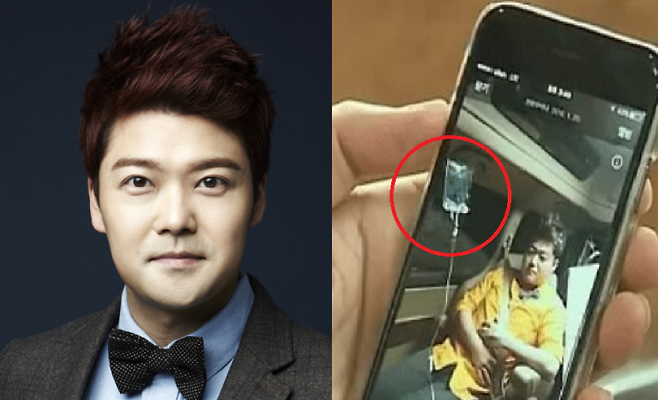 방송인 전현무가 차량 안에서 링거를 맞고 있는 모습. MBC 예능 '나혼자산다'