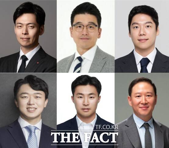왼쪽 위부터 시계방향으로 신유열 롯데바이오로직스 대표이사, 이선호 CJ주식회사 미래기획그룹장, 담서원 오리온 전략경영본부장, 허희수 SPC 사장, 전병우 삼양식품 전무, 신상열 농심 부사장. /각사 제공