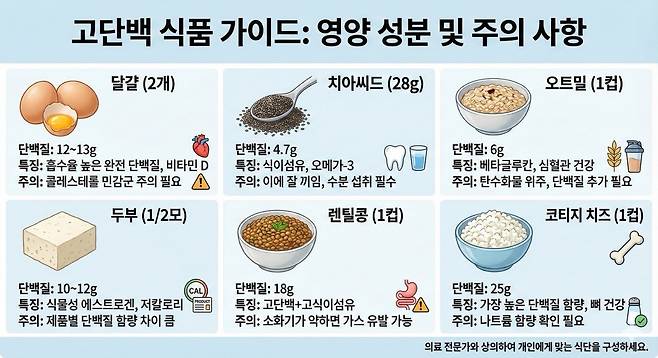 동물성 단백질(달걀, 치즈)과 식물성 단백질(콩, 두부, 오트밀)을 교차로 섭취하는 것은 장내 미생물 다양성을 확보하고 미량 영양소 결핍을 막을 수 있는 방법이다|출처: Gemini