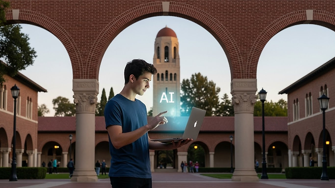 미국 스탠퍼드대학교에서 대학생이 인공지능(AI)에게 지시하는 가상 모습. Whisk.