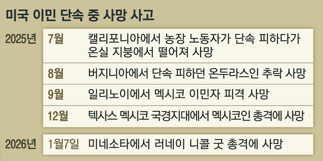 미국 이민단속 중 사망사고