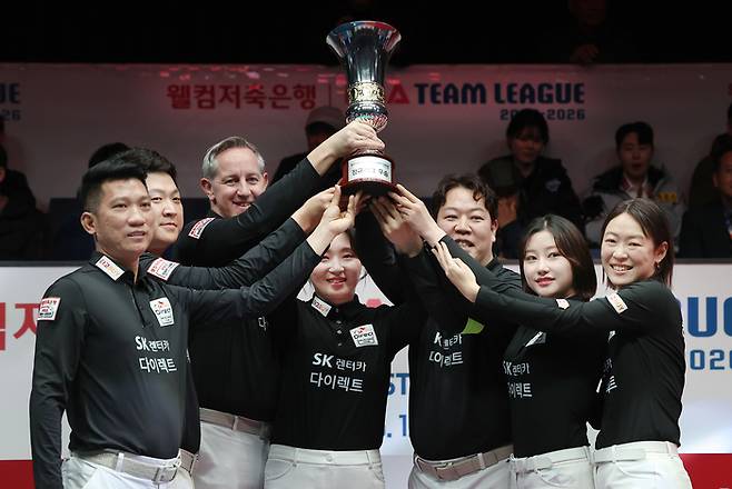 PBA팀리그 정규리그 종합 1위를 차지한 SK렌터카. 사진 | 프로당구협회