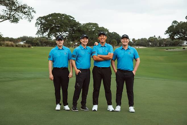 LIV 골프 코리안 골프클럽에서 함께 하는 김민규, 송영한, 안병훈, 대니 리(왼쪽부터). (스포츠닷 제공)