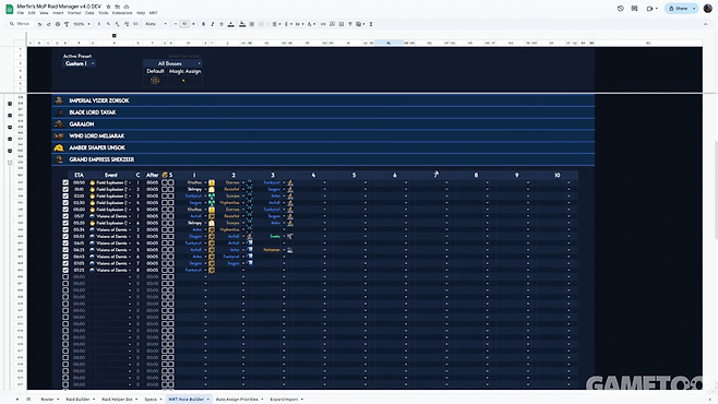 스프레드 시트를 이용하는 등 정보에 따른 유저 격차는 더욱 덜어지는 상황 (사진=MRT spread sheet)