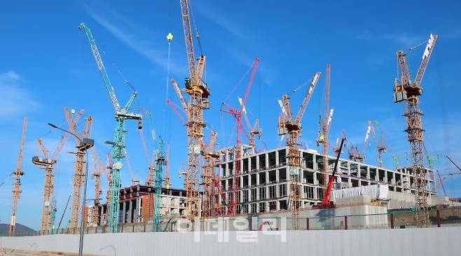 SK하이닉스 용인 클러스터 건설 현장.(사진=이데일리 방인권 기자)