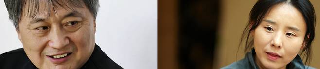 (왼쪽부터) 인터뷰하는 이상범 감독. 최윤아 감독.